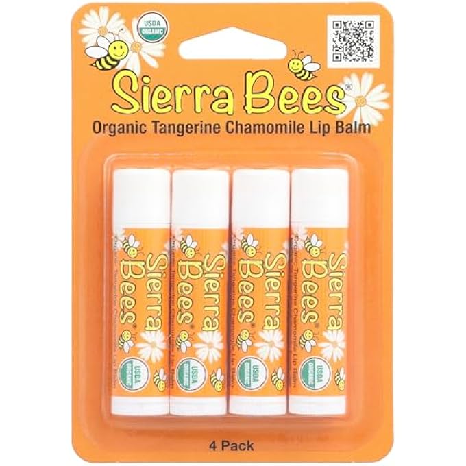 Sierra Bees ORGANIC LIP BALMS, TANGERINE CHAMOMILE, 4 PACK, 0.15 OZ (4.25 G) EACH - Image 2